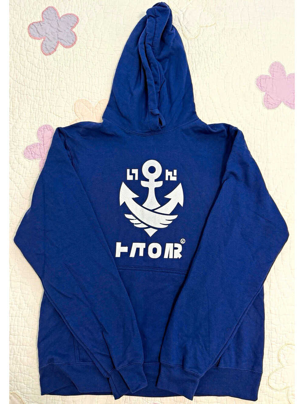 Nintendo Link Zelda Blue Graphic Print Pullover Hoodie Fleece Hood Pockets L NWO